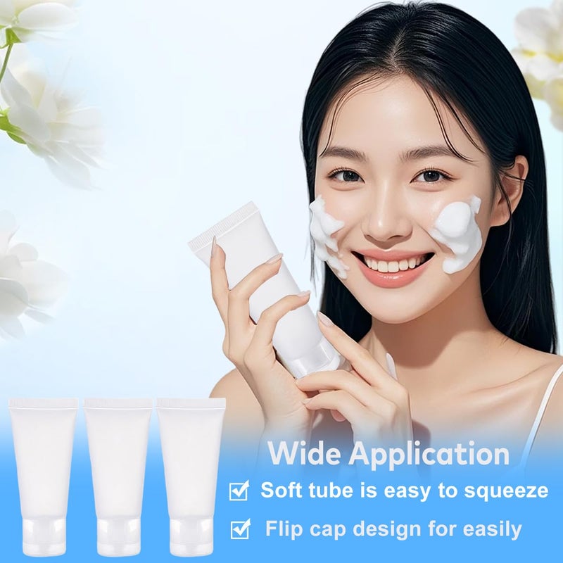 SYBL 20PCS Clear Empty Refillable Plastic Soft Tubes Squeezable Bottle Packing Cosmetic Sample Container Jars Storage Holder For Facial Cleaner Shampoo Shower Gel Body Lotion Hand Cream 50ml/1.7oz - Image 3